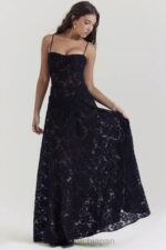 衣類 House of CB Seren ブラックフローラルレースバックマキシドレス 0N8J126 - Image 7