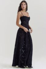 衣類 House of CB Seren ブラックフローラルレースバックマキシドレス 0N8J126 - Image 8