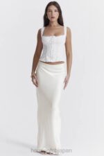 衣類 House of CB sydel ホワイトサテンバイアスカットマキシスカート 0N8J861 - Image 6