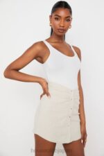 衣類 House of CB tayo ベージュリネンギャザーウエストミニスカート 0N8J970 - Image 6