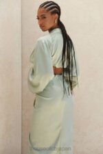 衣類 House of CB tosca sage シルキーサテン プランジ ブルゾン トップ 0N8J807 - Image 16