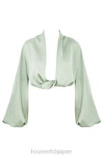 衣類 House of CB tosca sage シルキーサテン プランジ ブルゾン トップ 0N8J807 - Image 7