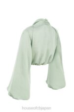 衣類 House of CB tosca sage シルキーサテン プランジ ブルゾン トップ 0N8J807 - Image 8