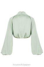 衣類 House of CB tosca sage シルキーサテン プランジ ブルゾン トップ 0N8J807 - Image 9