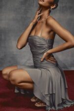 衣類 House of CB valeria スモークギャザーアシンメトリードレス 0N8J364 - Image 11