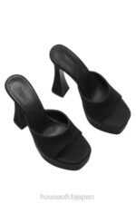 靴 House of CB アレッサンドラ ブラック サテン プラットフォーム ミュール 0N8J1065 - Image 9