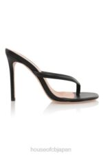 靴 House of CB lola ブラックレザーハイヒールトングサンダル 0N8J1080 - Image 5