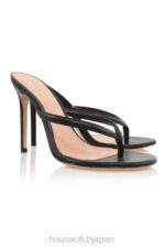 靴 House of CB lola ブラックレザーハイヒールトングサンダル 0N8J1080 - Image 6